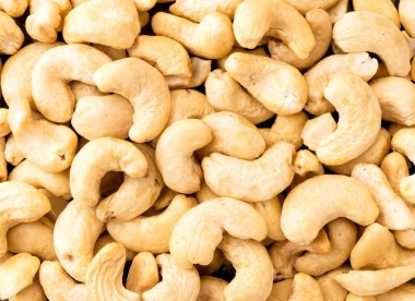Cashew nuts background. The view of the top.