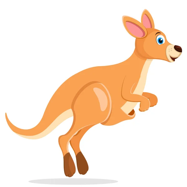 Kangaroo skacze i uśmiecha się na białym tle. — Wektor stockowy