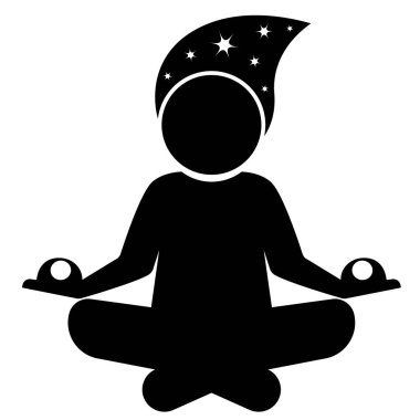 Silhouette of a man in the Lotus position, symbol, icon on a white. Yoga