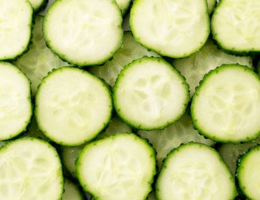 Abstract background of cucumber slices top view