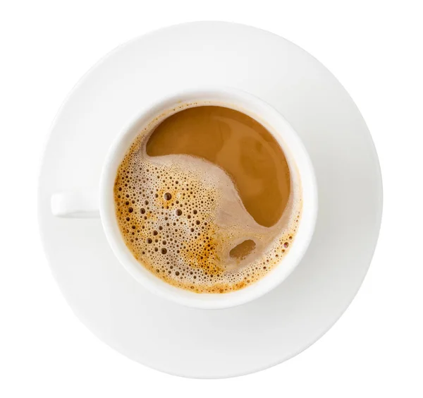 Kaffeetasse Draufsicht auf weiß vorhanden. isoliert — Stockfoto