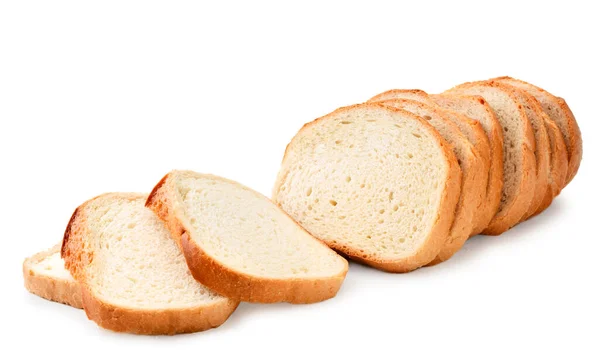 Pokrojony chleb na białym zbliżeniu. Izolacja — Zdjęcie stockowe