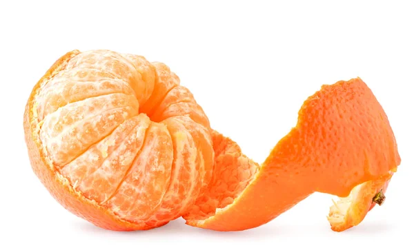 Ripe Mandarin with peeled peel on a white background. Isolated — Stock Photo, Image