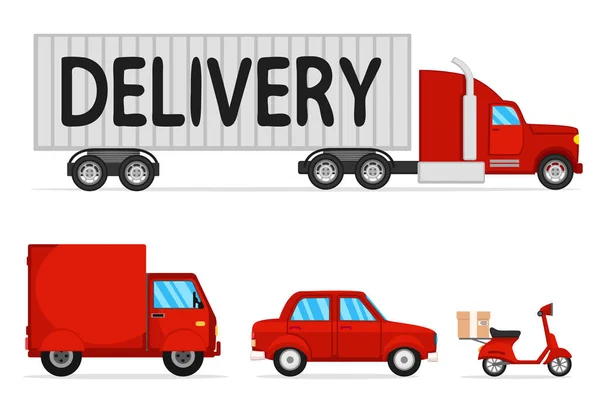 Conjunto de transporte para entrega de mercancías y carga un blanco . — Archivo Imágenes Vectoriales