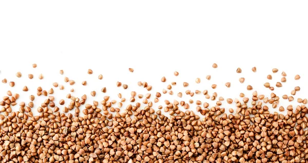 Buckwheat scattered background, space for text. The view from the top — Stock Photo, Image