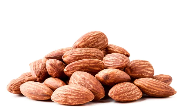 Pile Almonds Close White Background Isolated — Stock Photo, Image