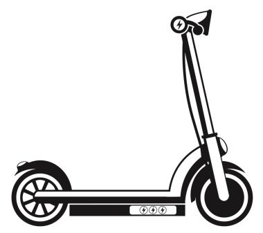 Beyaz arka planda elektrikli scooterın silüeti