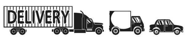 Sada Siluet Aut Trucker Dodávka Auto Bílém Pozadí Logo — Stockový vektor