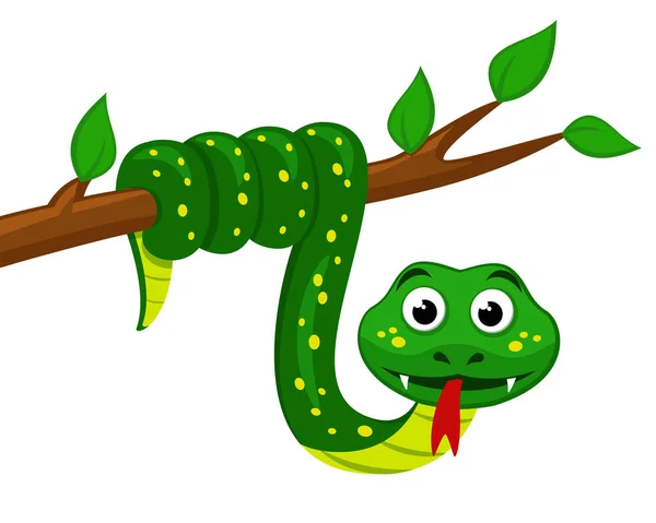 Had Visí Stromě Ukazuje Svůj Jazyk Viper Bílém Pozadí — Stockový vektor