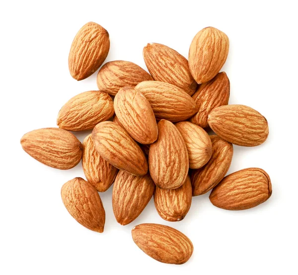 Pile Almonds Nuts White Background View Top — Stock Photo, Image