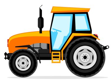 Beyaz bir arkaplanda traktörün yakın çekimi. Tarım makineleri