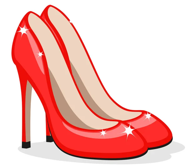 白い背景にヒールのある赤い女性の靴 — ストックベクタ