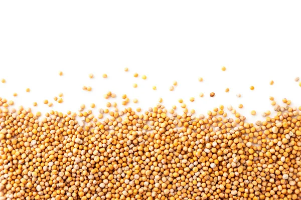 Mustard Seeds Close White Background View Top — Stock Photo, Image