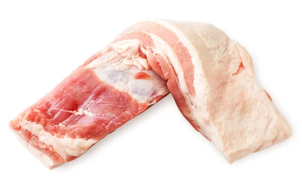 Ein Stück Schweinebauch Auf Weißem Hintergrund Ansicht Von Oben — Stockfoto