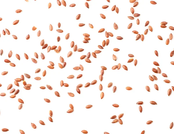 Flax Seeds Scattered White Background Isolated View Top — Stock Photo, Image
