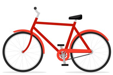 Beyaz arka planda kırmızı bisiklet. Aktarım