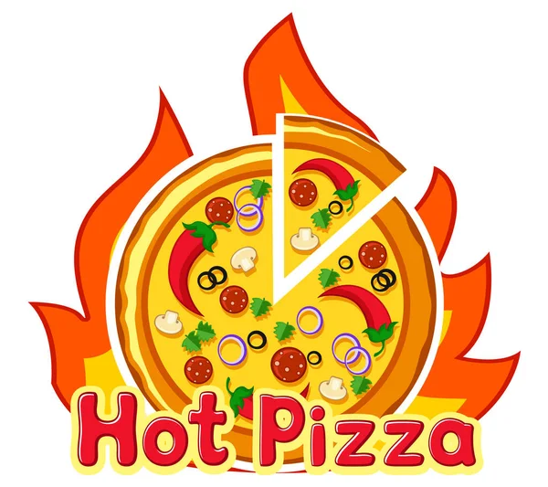 Pikantní Pizza Pepřem Plátek Bílém Pozadí — Stockový vektor