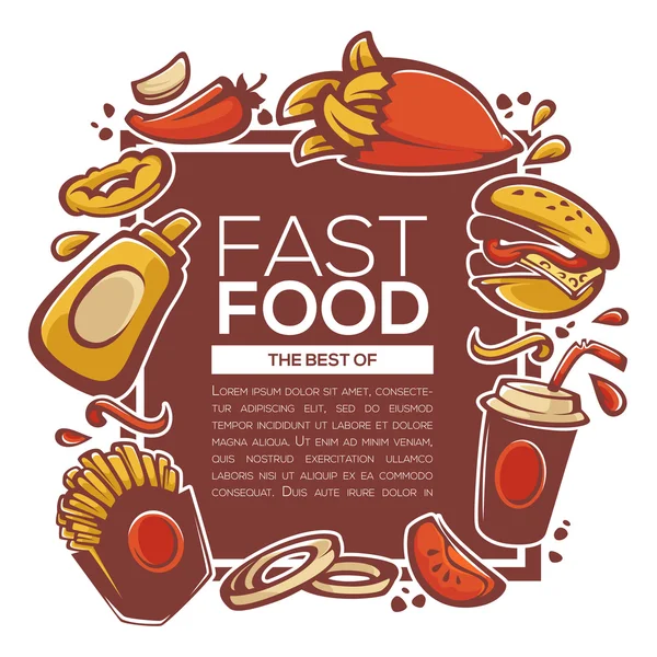 Tradicional melhor de ingredientes fastfood americanos para o seu menu , —  Vetores de Stock