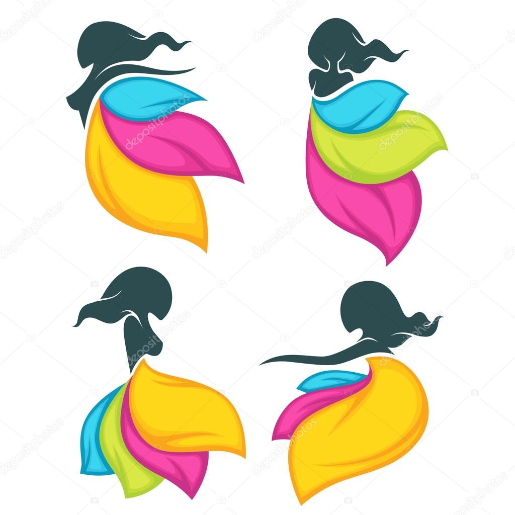 Beautiful girls in bright dresses looks like a vibrant flowers for your log