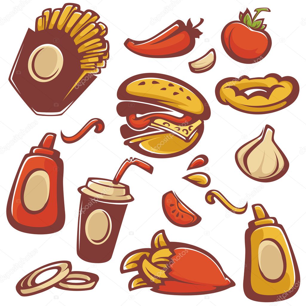 vector collection of fast food objects and ingredient for your a