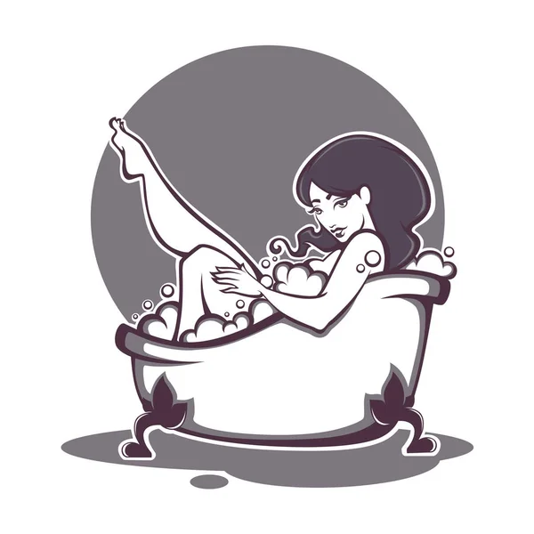 Tiempo para mí, imagen vectorial de la hermosa mujer tomando un baño en b — Archivo Imágenes Vectoriales