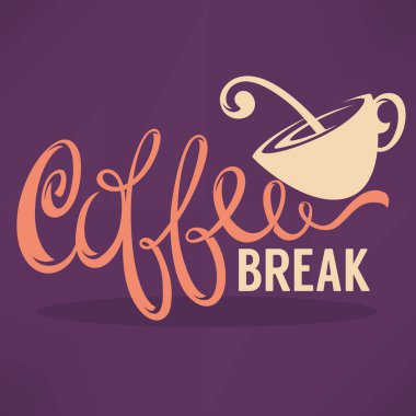 Kahve molası, stilize Vintage Hipster yazı logo için