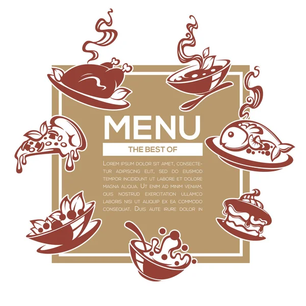 Nourriture commune et repas du jour, modèle de menu vectoriel restaurent d — Image vectorielle