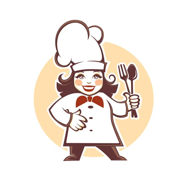 Щасливий мультиплікаційний шеф-кухар, векторна ілюстрація — стоковий вектор