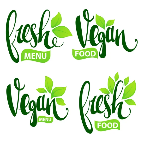 Letras frescas y veganas para su comida orgánica y el logotipo del menú — Vector de stock