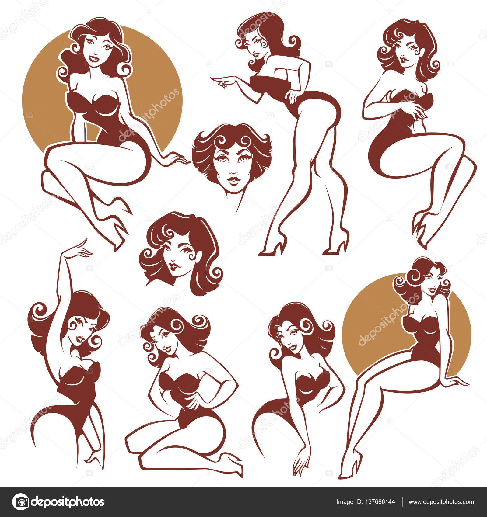 pinup girls vector collection stock vector tachyglossus 137686144
