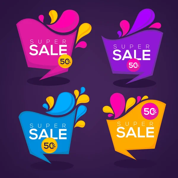 Super  sale, vector collection of bright discount bubble tags, b — Stock Vector