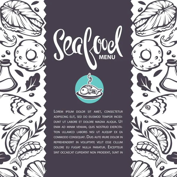 Fundo de comida do mar, design de modelo de vetor para o seu menu, com —  Vetores de Stock