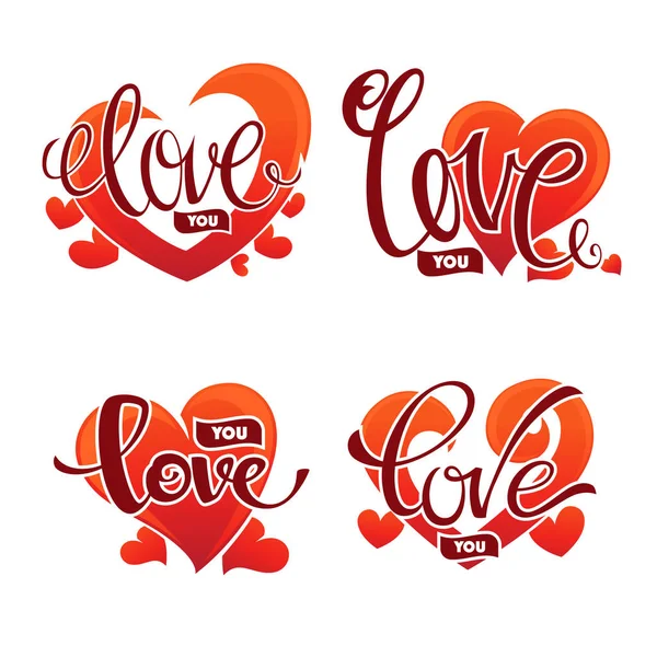 Love you emblem, vector lettering element for Saint Valentine co — Stock Vector