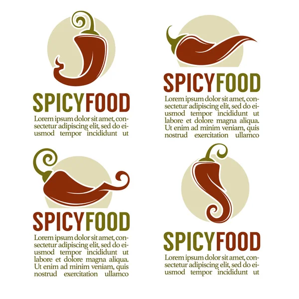 Logotipo de pimenta quente, ícones, adesivos e emblemas — Vetor de Stock