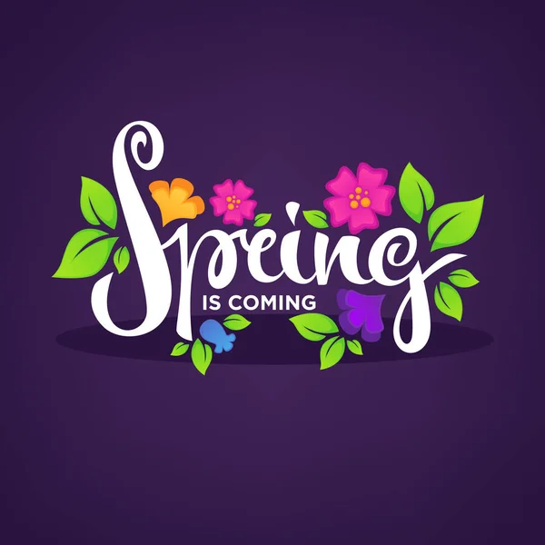 Spring is coming, vector template for your new season greeting — Stock Vector