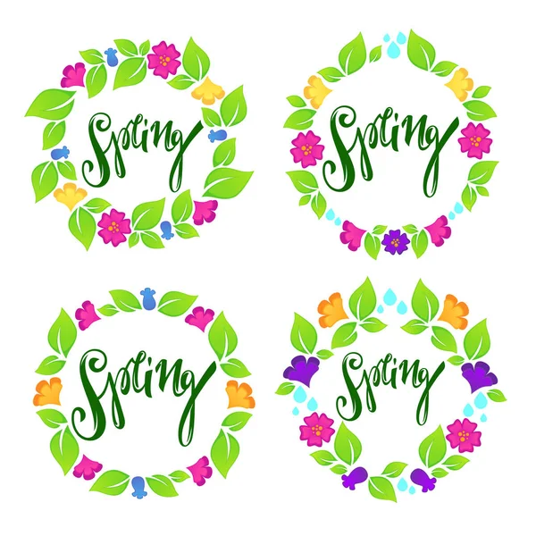 Spring floral frames on white background — Stock Vector