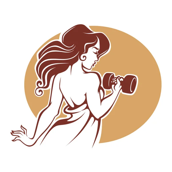 Diosas de fitness, plantilla de logotipo de gimnasio femenino en estilo antiguo — Vector de stock