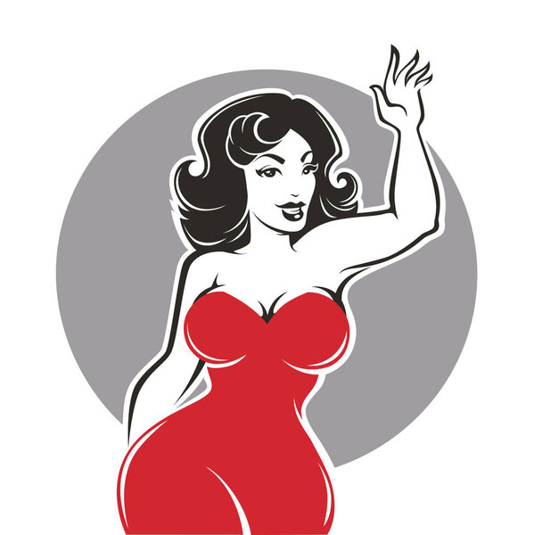 Beauty and happy plus size pinup lady