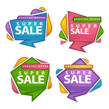 uper Satılık, vektör toplama parlak indirim kabarcık etiketleri, yasak