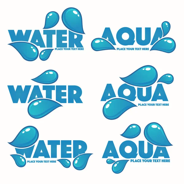 Conjunto brillante y brillo de la plantilla de logotipo de diseño de agua, pegatinas, e — Vector de stock