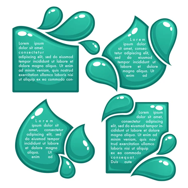 Vector collection of water stickers and symbols for your text — Stock Vector