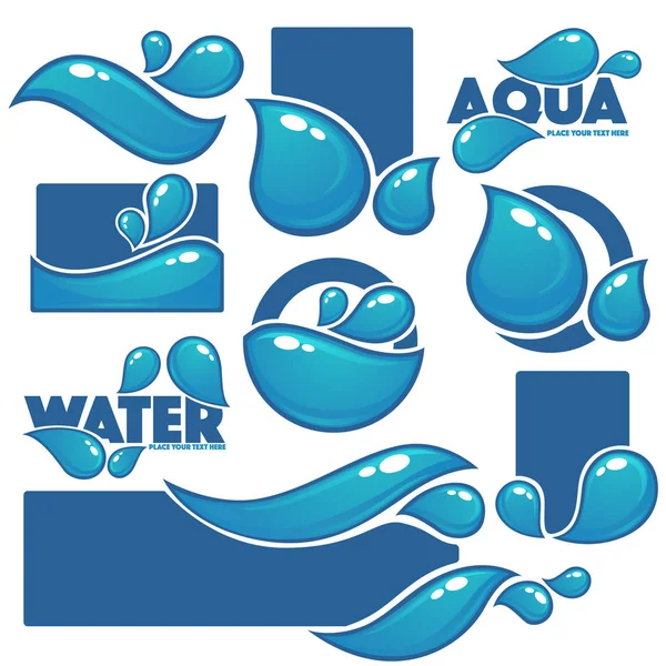 Natural water, vector labels and stickers templates with aqua dr — Stock Vector