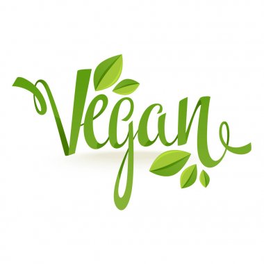 vegan, sağlıklı ve organik yeşil parlak yaprakları ve yazı co