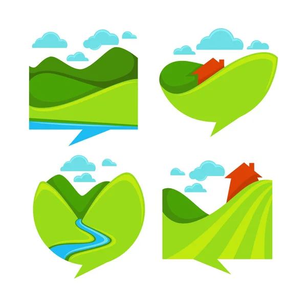 Vector collectie van rurale landschap pictogram, symbolen en logo — Stockvector