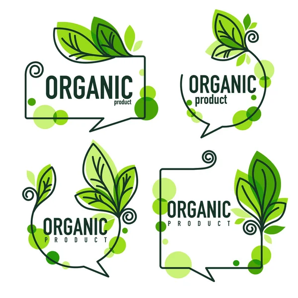Vector collection of doodle organic leaves emblems, elements,  f — Stock Vector