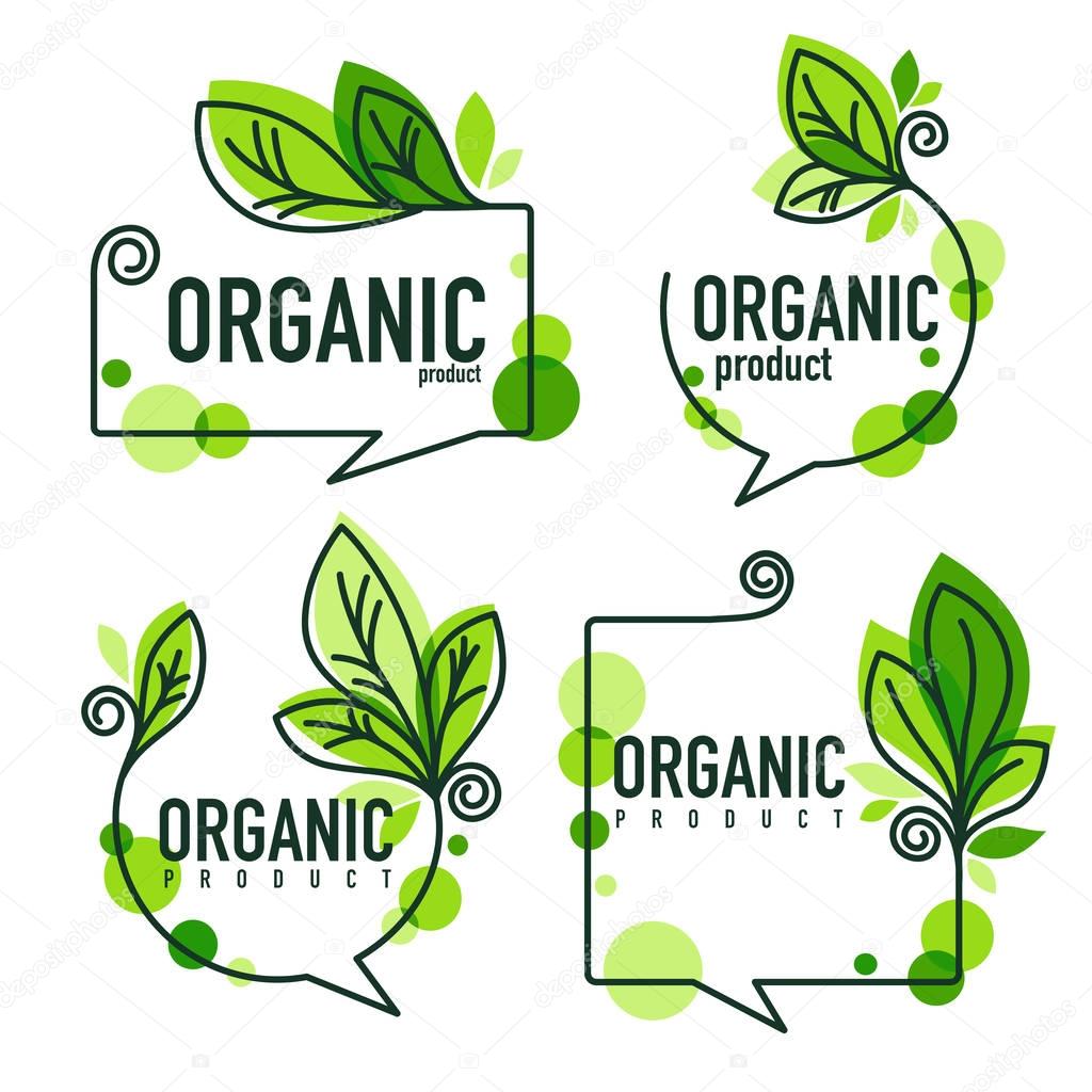 Doodle organic leaves emblems, elements,  frames and logo