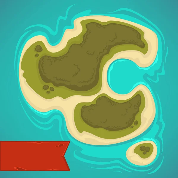 Cartoon tropical island top view para o seu mapa do jogo — Vetor de Stock