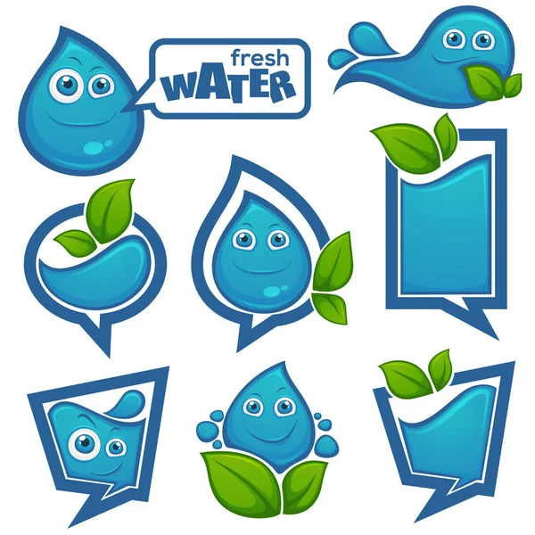 Lindo y divertido gota de agua, diseño de plantilla de banner de vector — Vector de stock