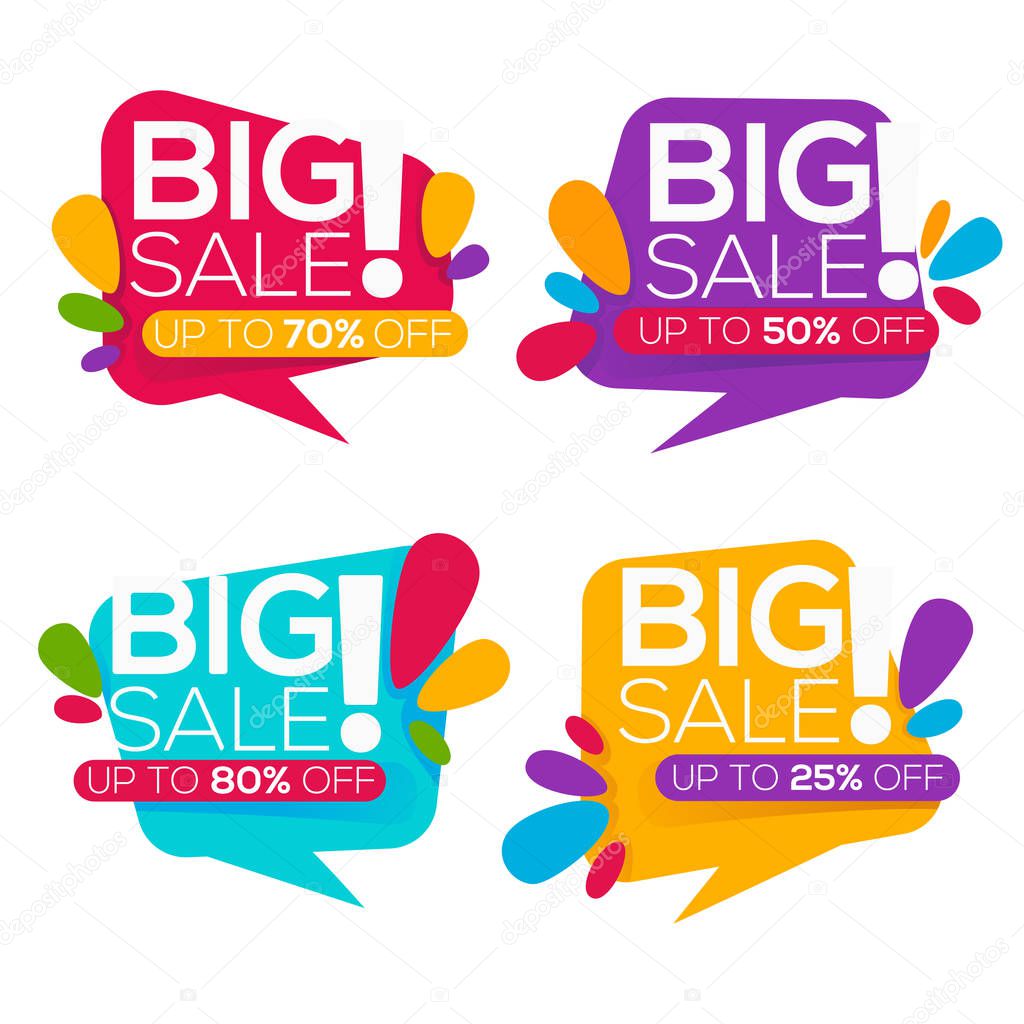 super sale, vector collection of bright discount bubble tags, banners and stickers
