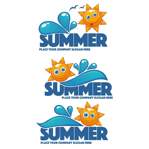 Summer time, vector collection of water and sun stickers banners — Stock Vector
